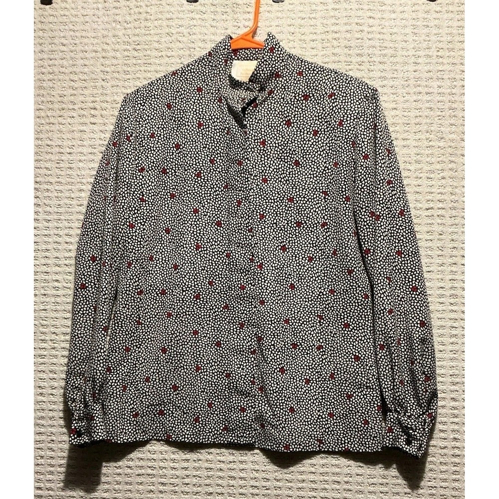 Pendleton Country Sophisticates Mandarin Collar Top Blouse USA MADE S Black VTG